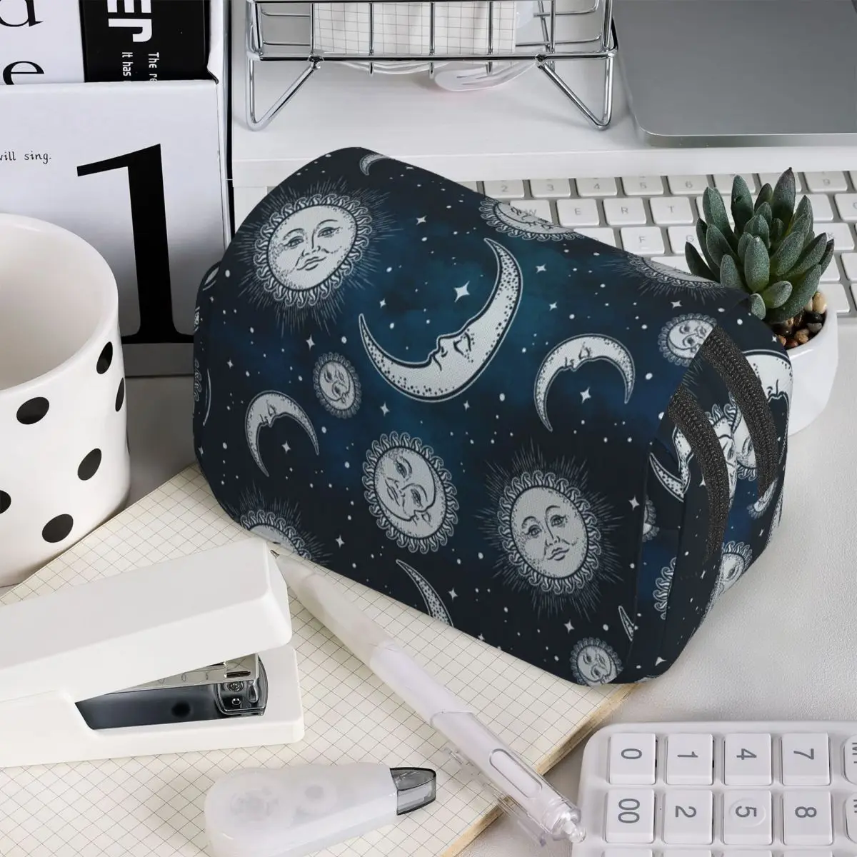 Celestial Mystic Esoteric Magic Sun Moon Pencil Case for Boys Girls School Pen Box Pencil Bag Stationery Supplies Pen Holder Bag