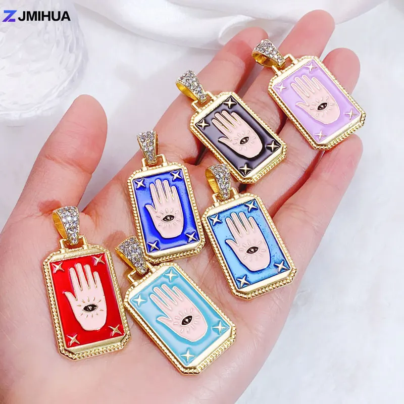 Enamel Star Evil Eye Fatima Hand Charm Pendant For DIY Handmade Women Necklaces Jewelry Making Accessories