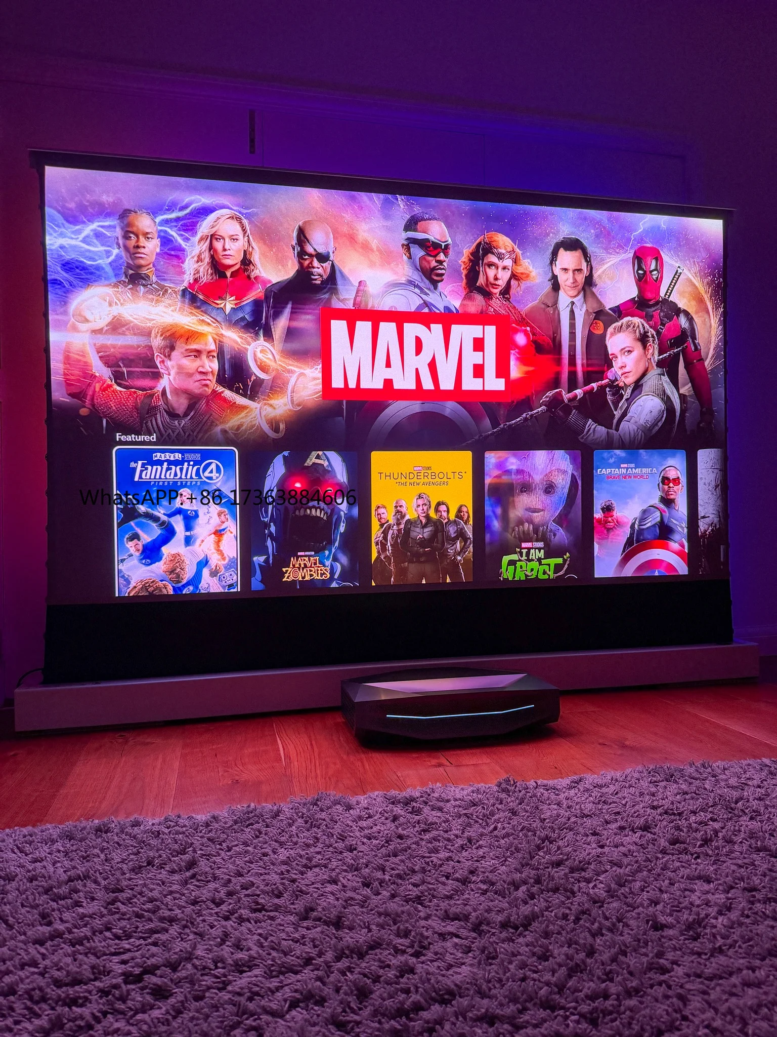 Projector Screen Ultra Short Throw 120 Inch Motorized Floor Rising Screen for AWOL Vision Aetherion Max Projector
