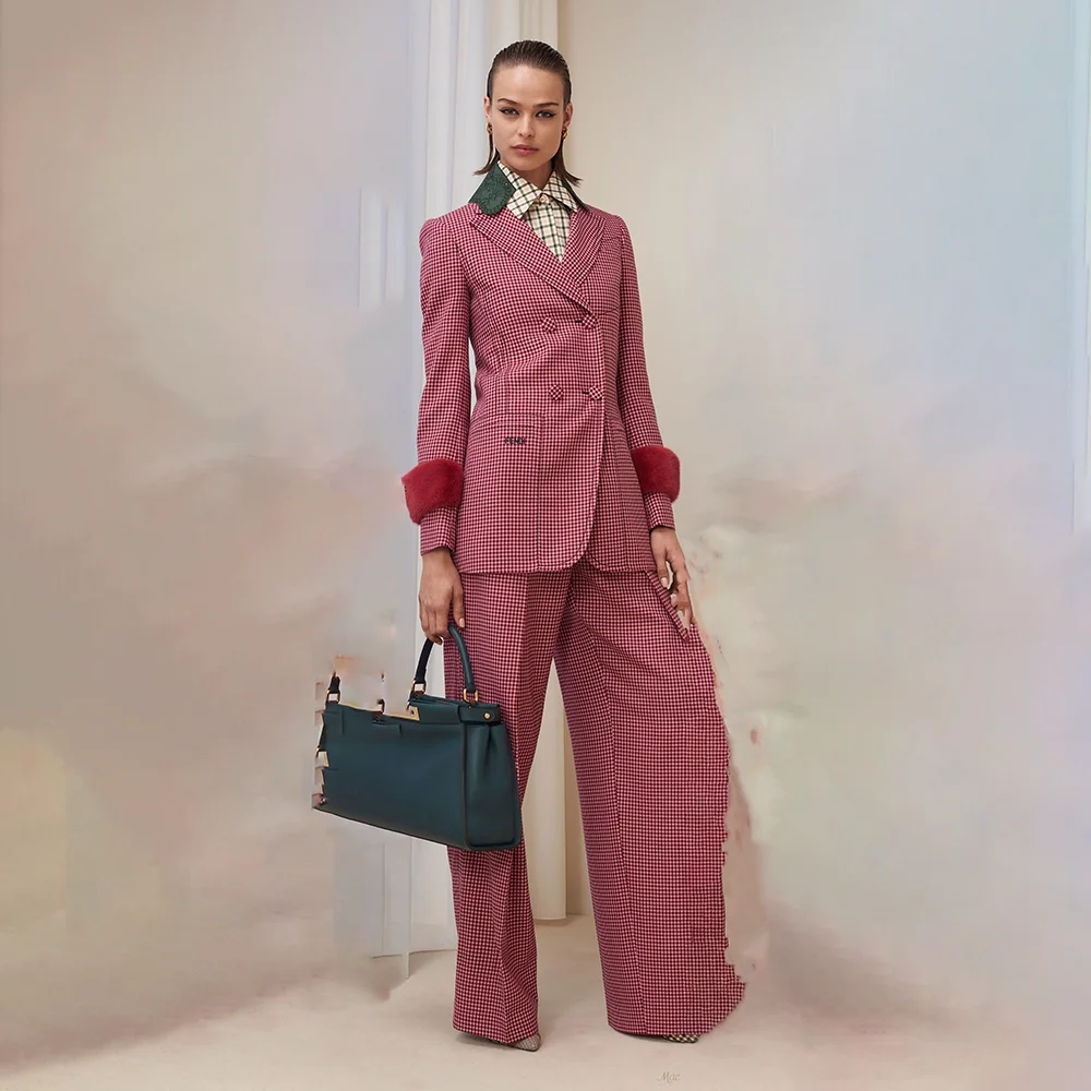 

Double Breasted Formal Women's Suits New Style For 2025 Luxury 2 Pieces Jacket Pants Fashion Trousers Sets Conjuntos De Mujer