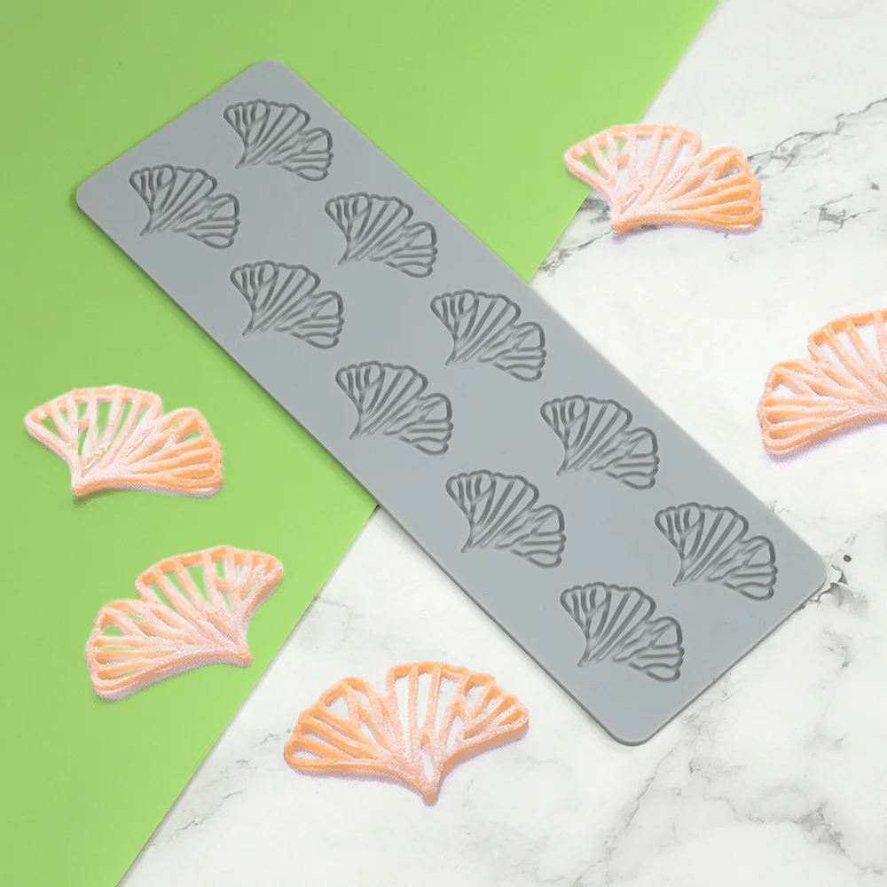 Ginkgo Leaf Sugar Flipping Lace Pad DIY Fishing Net Dessert Silicone Mold Petal Western Food Crispy Chip Decoration Baking Mold