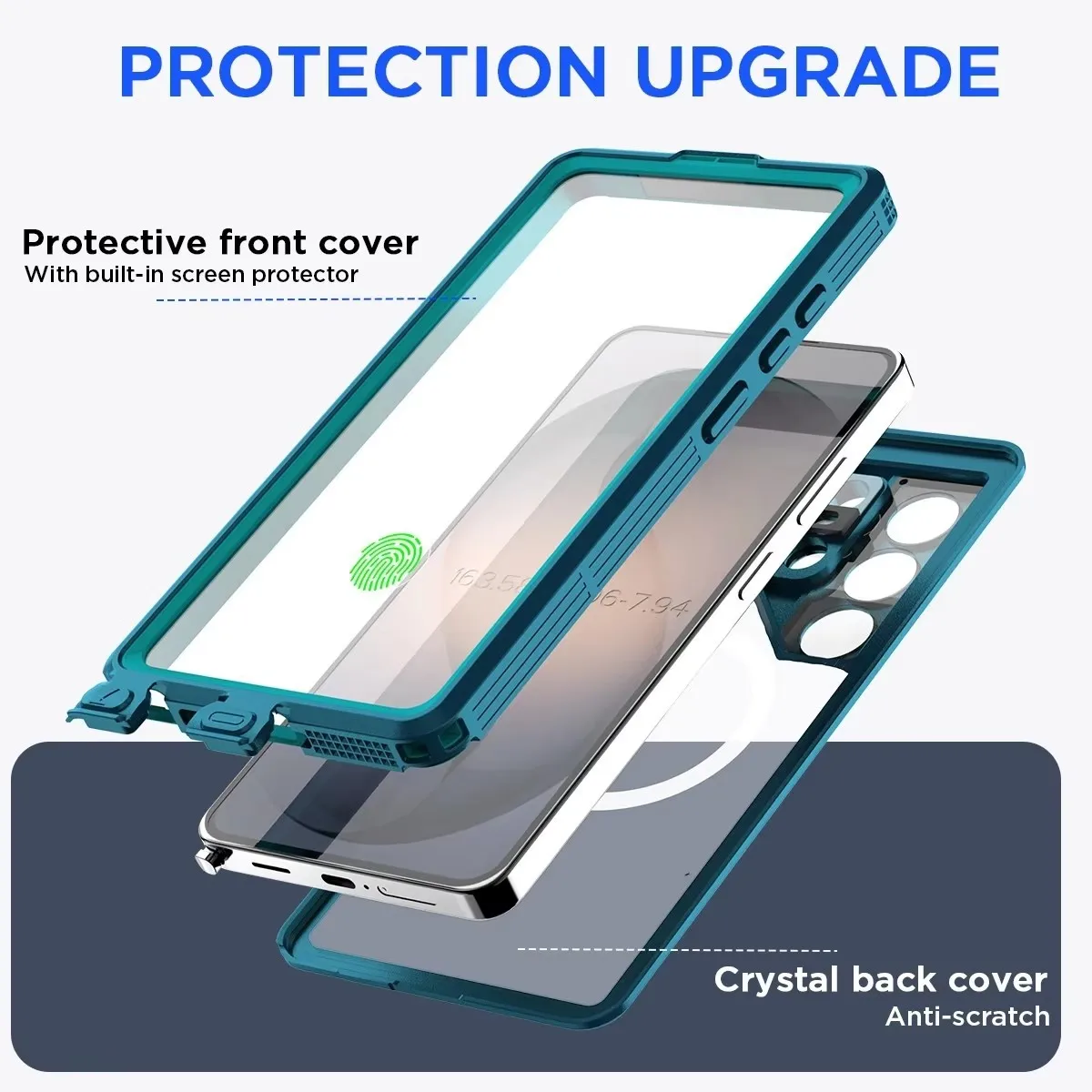 Etui na telefon Samsung S26 Ultra S26Plus S26 do sportów wodnych na zewnątrz, wodoodporne IP68, odporne na wstrząsy, z wbudowaną ochroną ekranu i magnetycznym zamknięciem. — zdjęcie produktu 2