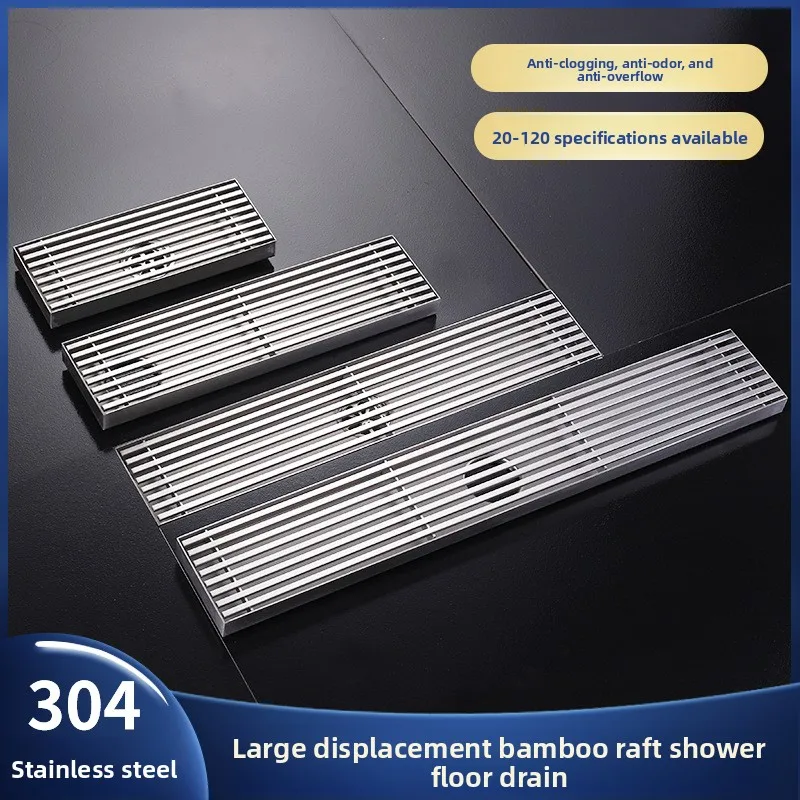 304 Modern Simple Floor Drain For Hotel & Shower Room Use 1m Long Detachable Grille Panels Double Drain Head Large Drainage