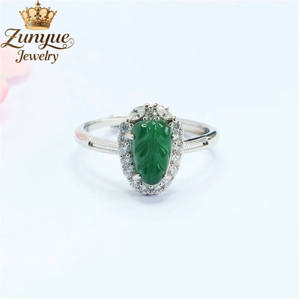 

Natural Jadeite Golden Branch And Jade Leaf Ring Luxury Quality Jewelry Fashion Jewelry Exquisite Elegant Charms Popular Gift