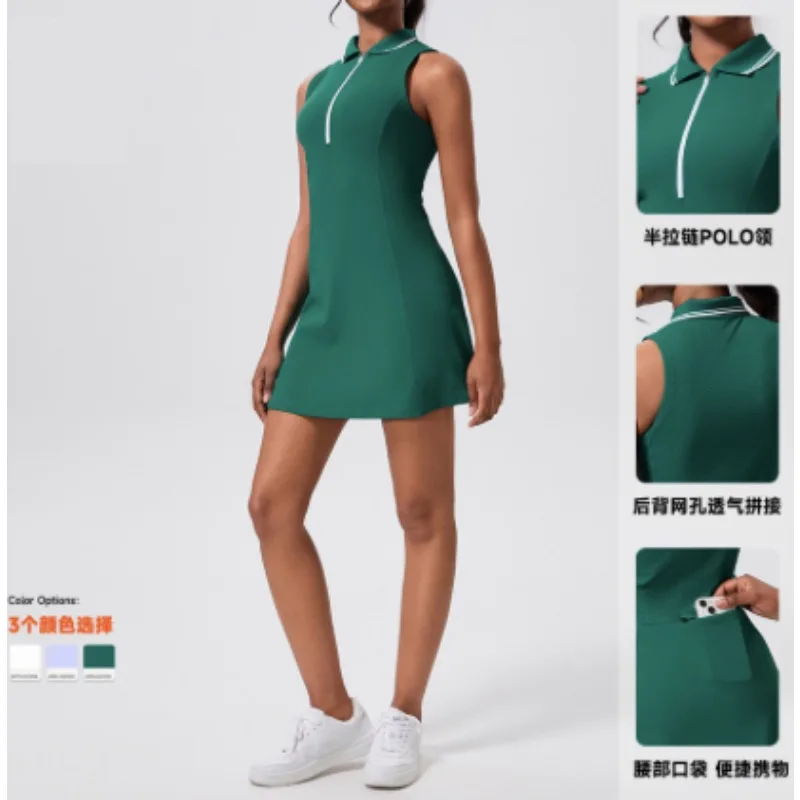 

Beach Tennis One Piece Dress with Shorts Women Golf Wear 2024 Yoga Sports Badminton Clothing Fitness Active Wear Tracksuit Gym