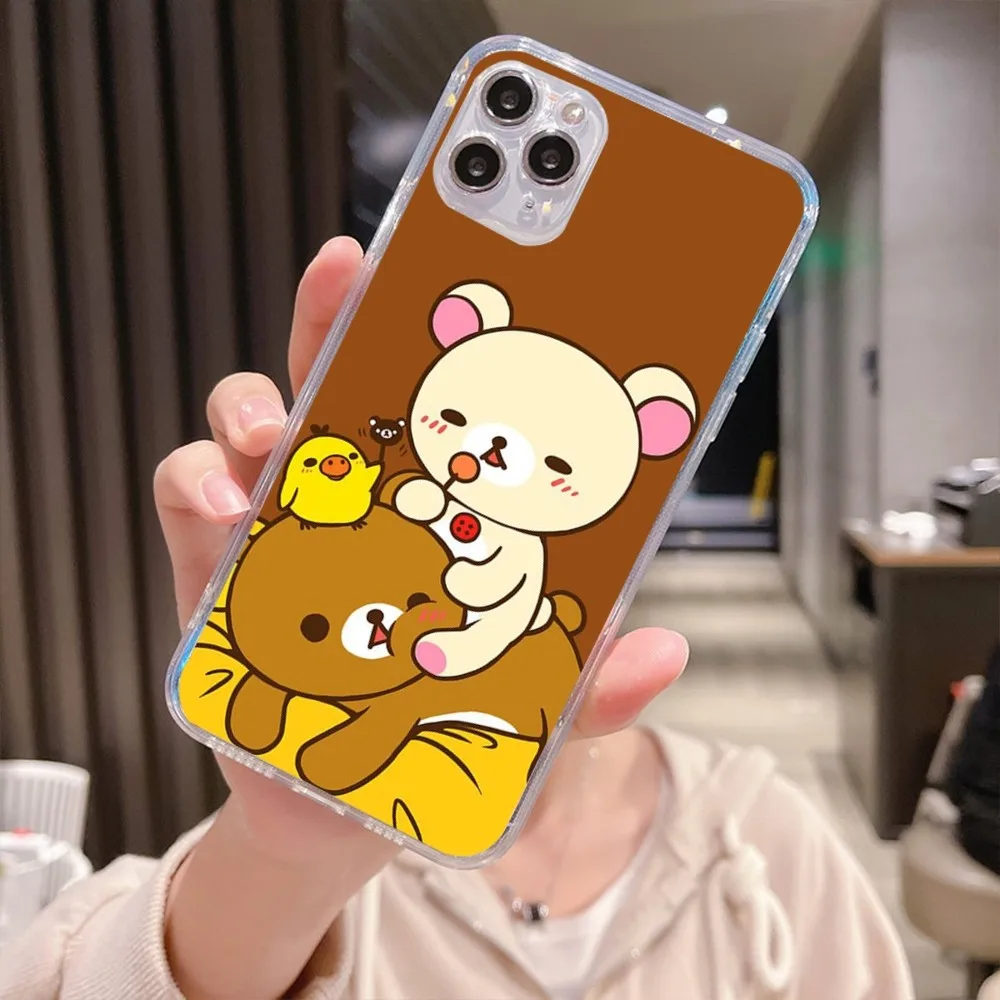 Cute R-Rilakkuma Phone Case For Iphone 15 11 13 14 Pro Max 7 8 Plus X Xr Xs Max Se2020 12mini Transparent Cover