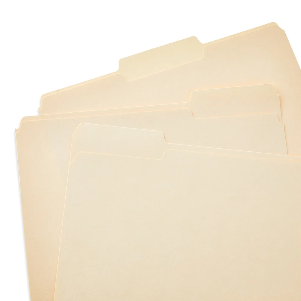 75 Count Letter Size 1/3 Cut File Folders Manila Lightweight Durable Organizers School Office Documents Receipts Customizable