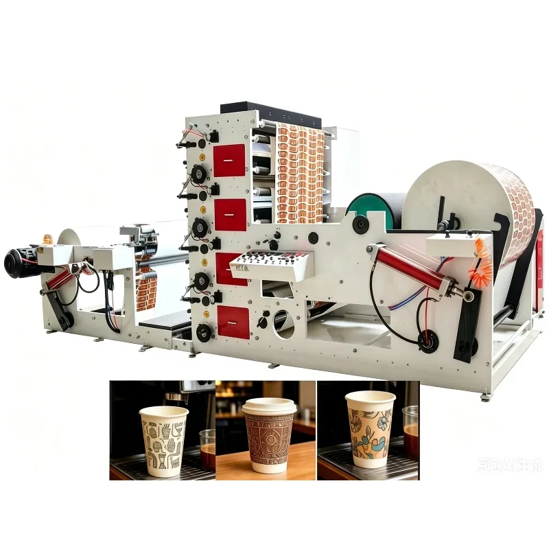 New Fully-Automatic High-Speed Paper Cup Machine Flexographic Printer Stack Structure for Beverage Factory Paper Bags Labels