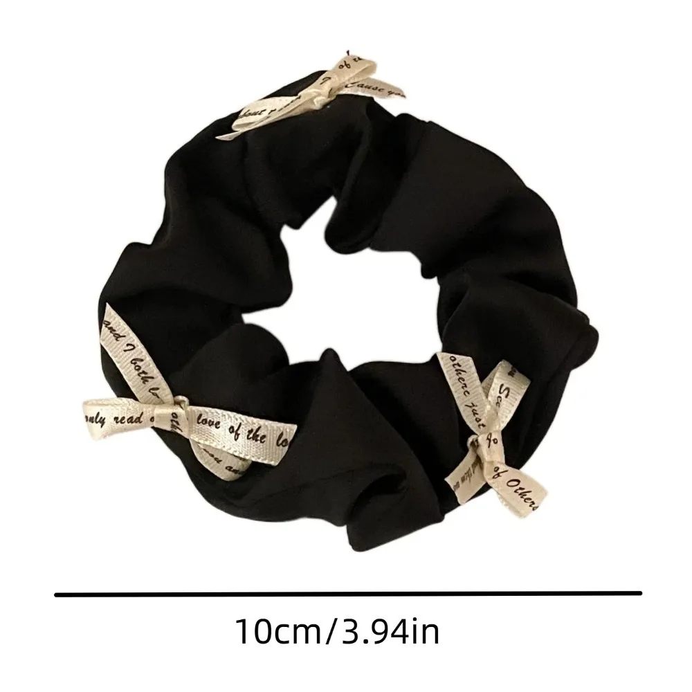 Pure Color Bow Pleated Hair Scrunchies Korean Style Elastic Satin Hair Rope Washable Hair Ties Hair Loop Daily