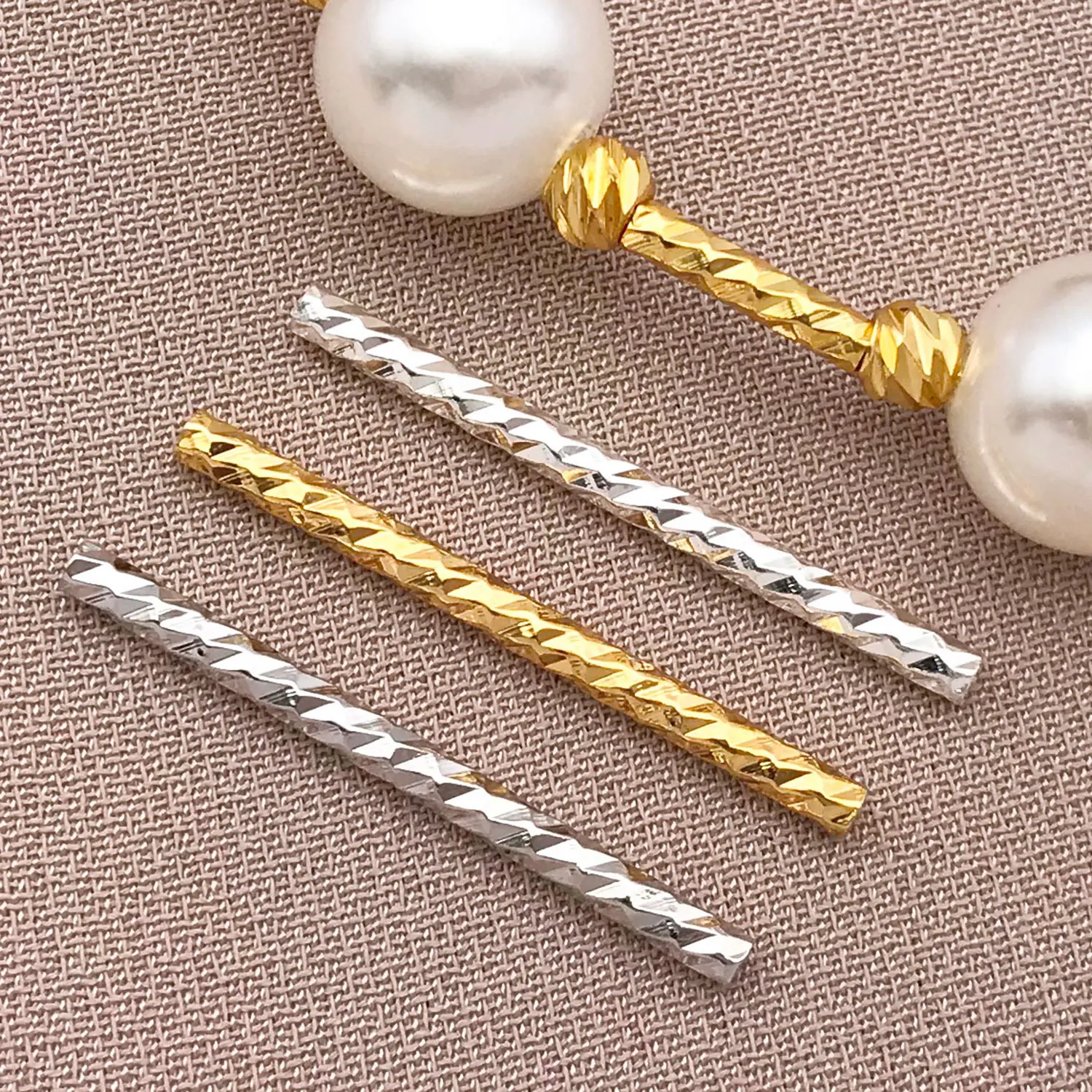 20pcs 18K Copper Plated True Golden Thick Silvery Platinum Batch Flower Connection Tube, DIY Bracelet Jewelry Making Accessories