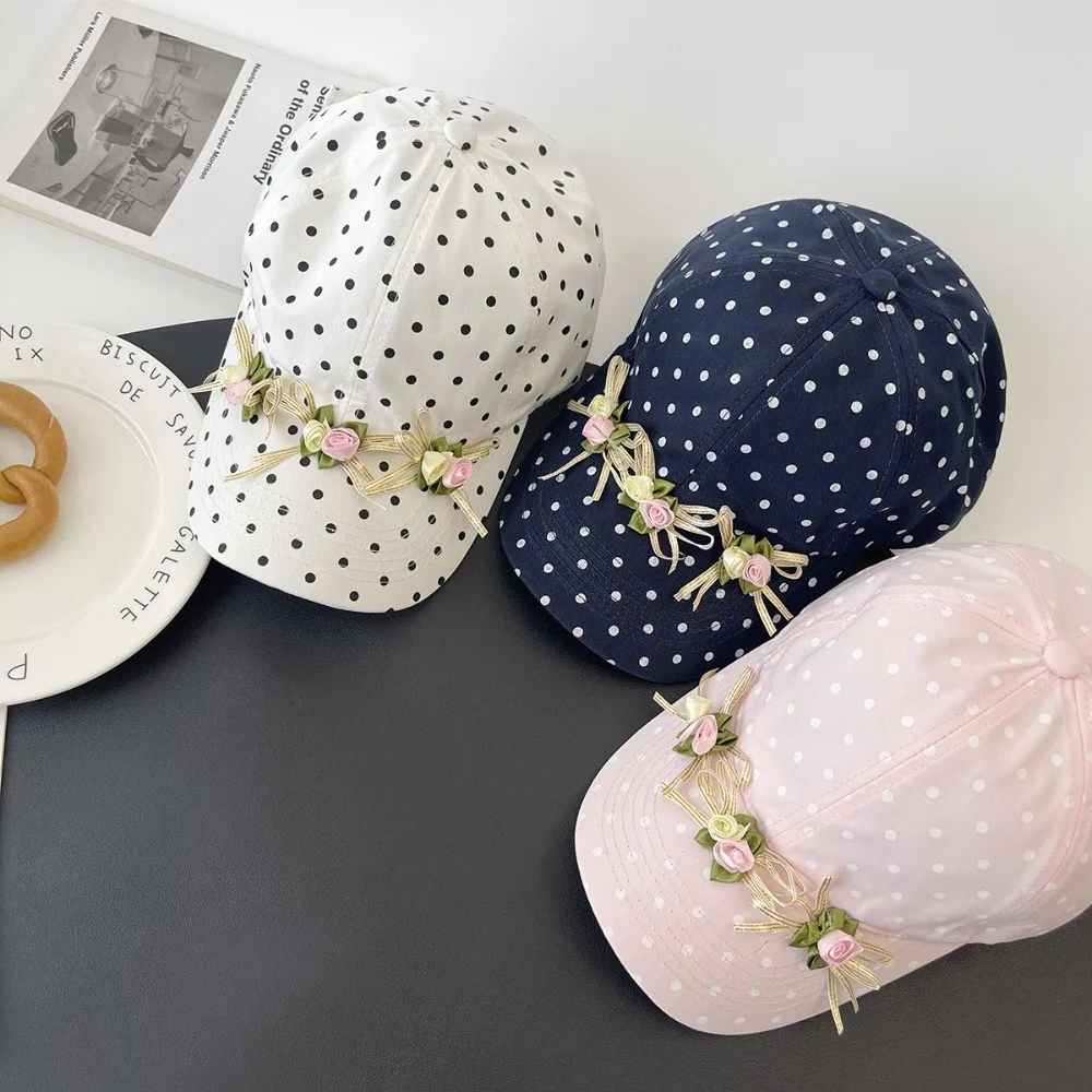 Korean Polka Dot Printing Bow Baseball Caps Thin Sun Protection Sun Hat Adjustable Sweet Bow Snapback Hat Summer