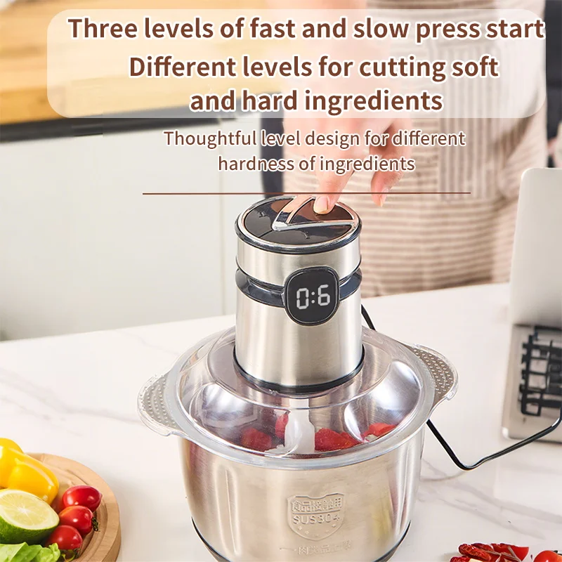 مفرمة اللحم الكهربائية 5 لتر كروشر من الفولاذ المقاوم للصدأ متعددة الوظائف معالج تقطيع الخضراوات الخلاطات عملية أغذية الأطفال