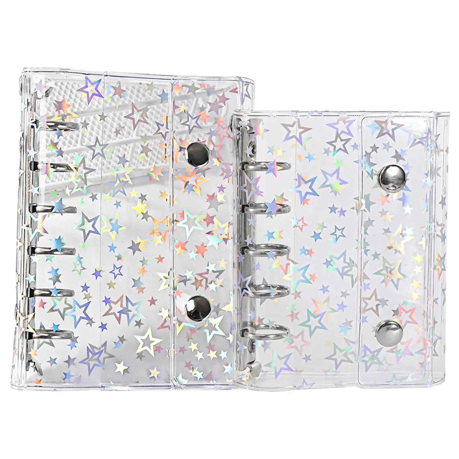 مجلد تخزين شخصي من مادة PVC بأكمام شفافة مع نمط نجمة، حماية شخصية للمنظمين للفتيات المراهقات والشباب