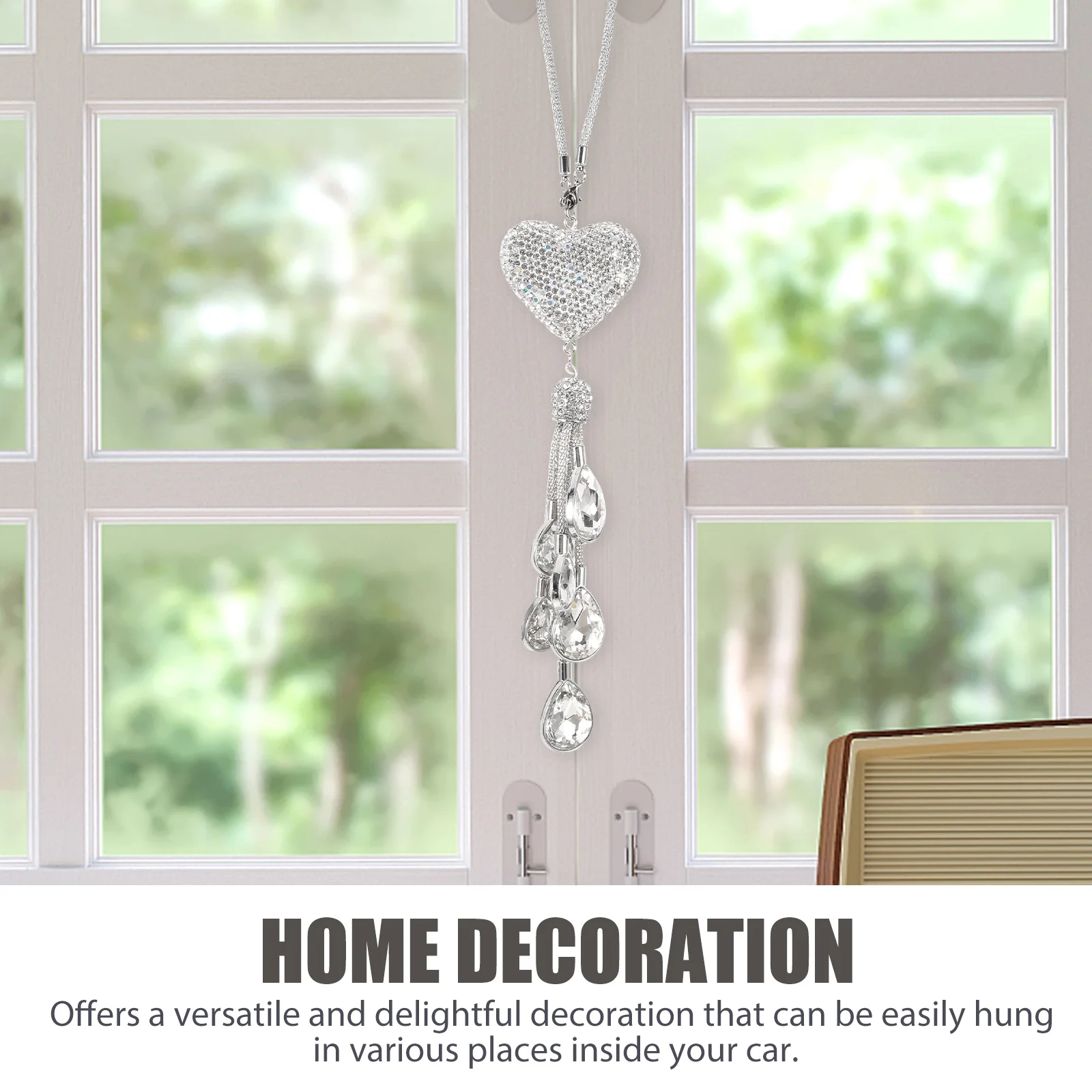 

Хрустальное украшение автомобиля в форме сердца, универсальная подвеска для зеркала заднего вида, привлекательный дизайн, эстетическое улучшение
