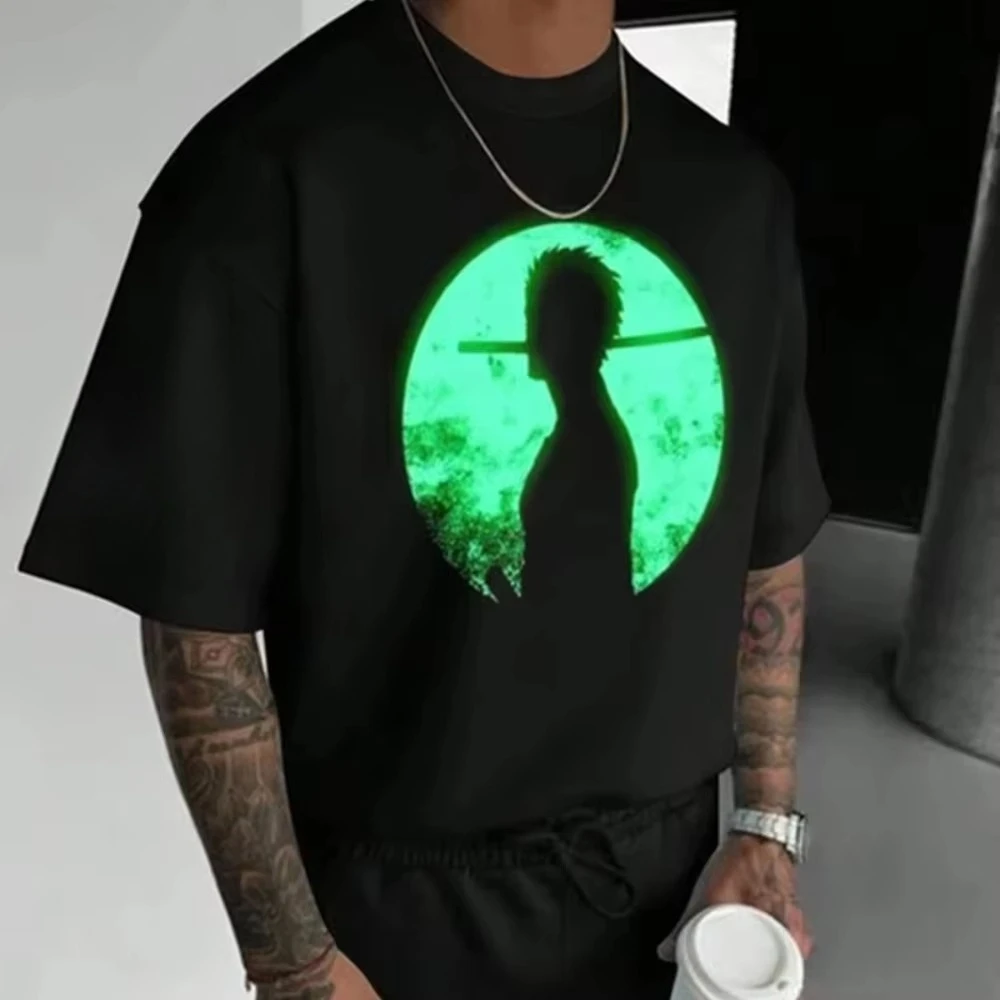 Summer New  One Piece Anime Roronoa Zoro Printed T-shirt Men's and Women's T-shirt Men's Top Sports T-shirt Men's T-shirt Tee