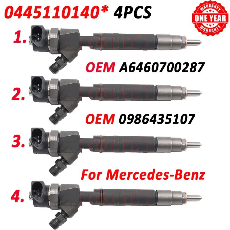 

New 0445110140 Common Rail Injection Nozzle 0 445 110 140 Fuel Injector A6460700287 A64607002870080 For MERCEDES-BENZ 0986435107