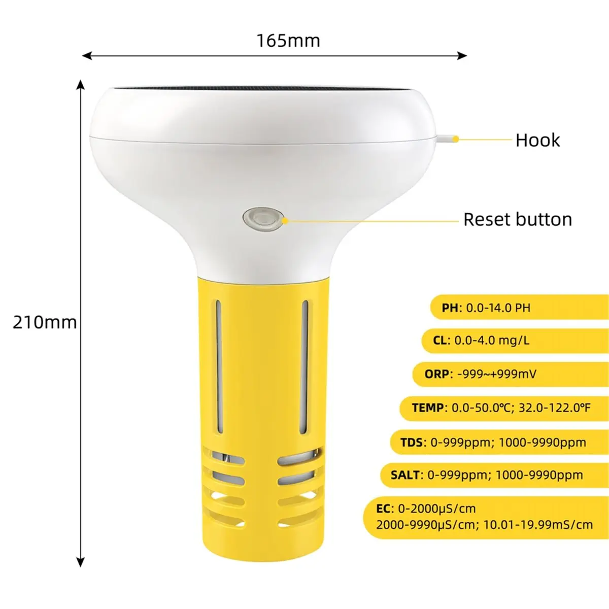 Новый A08I WiFi Tuya Zigbee 7-в-1 Умный плавающий тестер качества воды для бассейнов (хлор, pH, ОВП, TDS, EC) с солнечной батареей и шлюзом