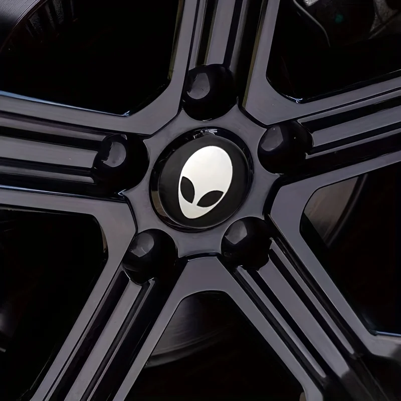 4pcs Alien Head Skull Car Wheel Center Hub Cap Emblem Stickers Cover 56mm Car Accessories For Car Motorcycle Truck SUV