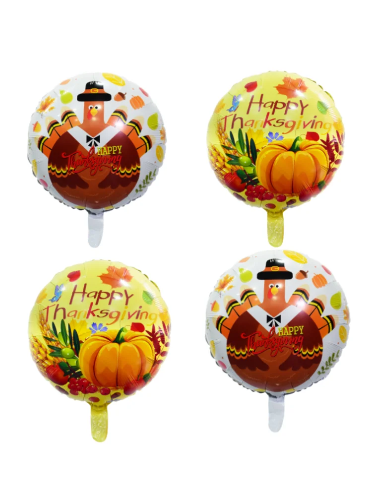 20pcs 18inch Thanks Giving Day Turkey Birthday Aluminum Foil Balloon Cartoon Boy Girls Children's Holiday Decoration Party