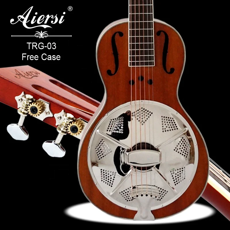 wholesale price custom made Aiersi brand  Body wooden Parlor Resonator Guitar string instruments