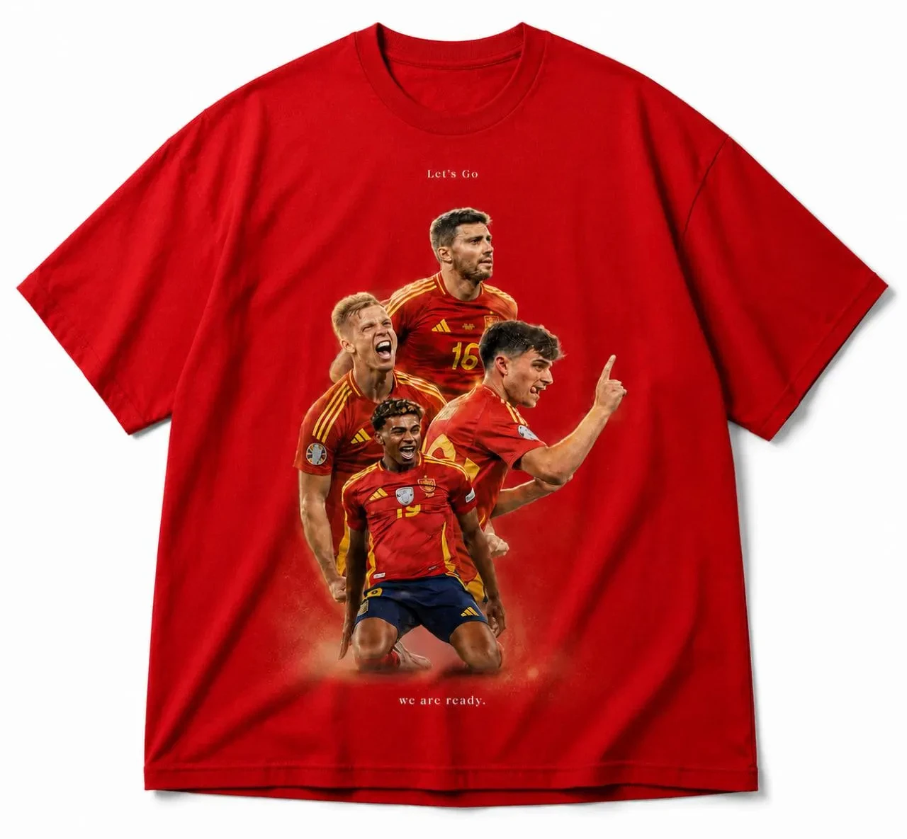 Spain National Football Team Star Players Group Portrait Graphic T Shirt Euro Championship Oversized Unisex Short Sleeve Tee
