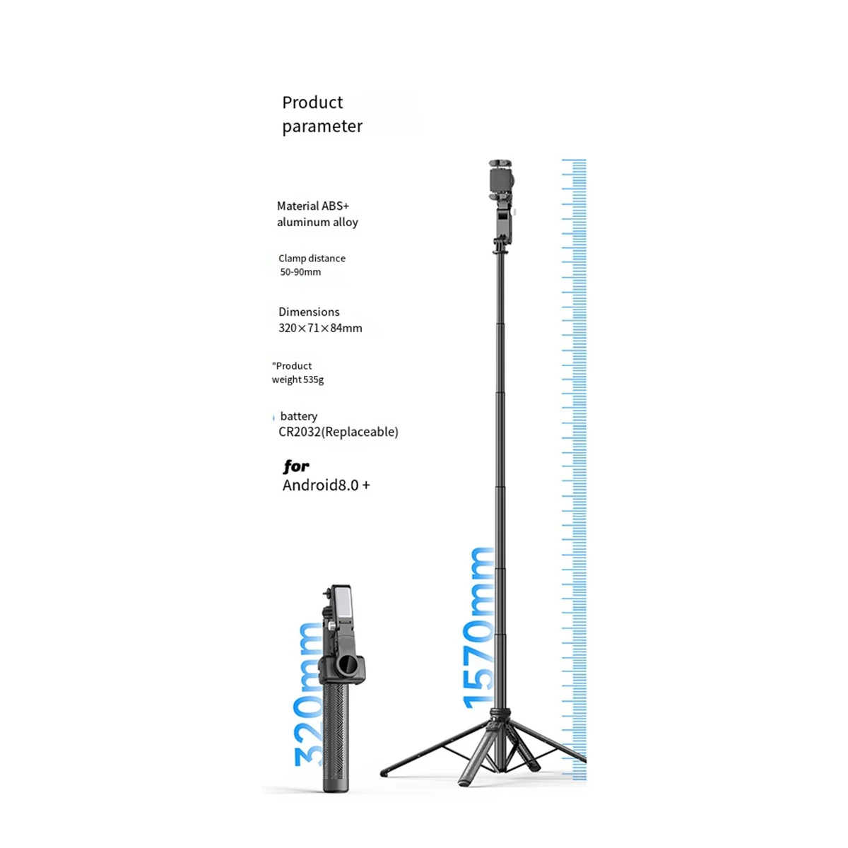 

Регулируемый штатив с интеллектуальным искусственным интеллектом MOU-teAdjustable Rod 360° ° Вращающийся стабилизатор карданного подвеса с красивым наполнением