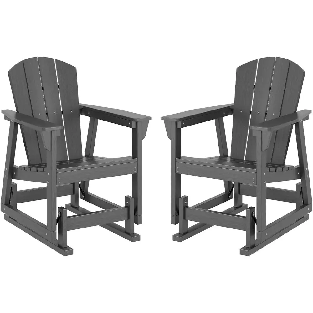 

Wood-Like HDPE Patio Rocking Chairs with Wide Seats, Set of 2, Grey, Suitable for Porch, Garden, Lawn