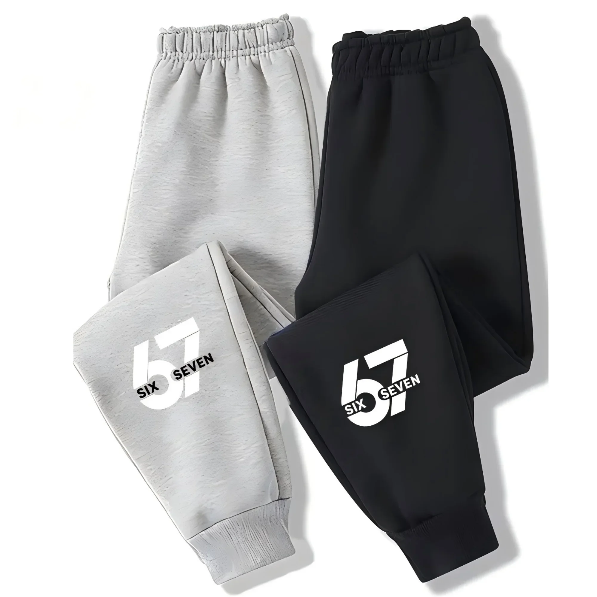 Neue Kinder-Sporthose mit Nummer 67-Aufdruck und Schriftzügen, Lässige Lange Sporthose für Jungen und Mädchen, Warme Outdoor-Langhose – Detail 1