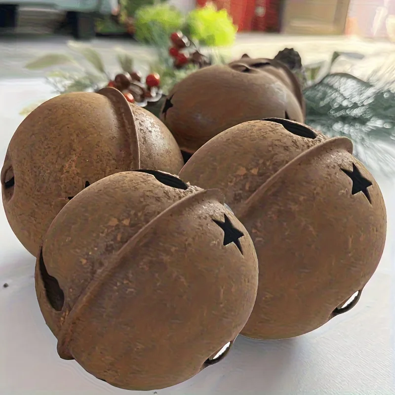 5Pcs Country Style Iron Star Bells Vintage Hanging Ornaments Holiday Party Decorations