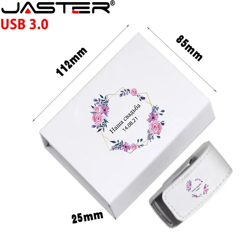 20PCS/LOT Fashion USB 3.0 Flash Drives 128GB Color Printing Pen Drive 64GB White Leather with Box Memory Stick 32GB 16GB U disk