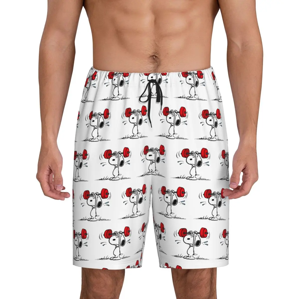 

Custom Manga Snoopy Woodstock Cartoon Dog Pajama Bottoms Men's Lounge Sleep Shorts Drawstring Sleepwear Pjs with Pockets