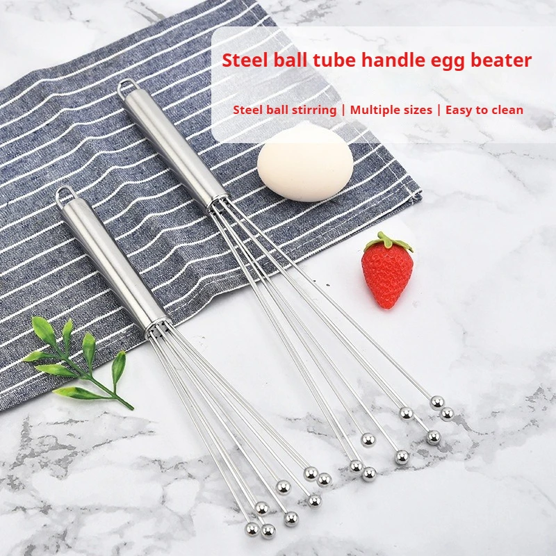 

1 шт., шариковый венчик из нержавеющей стали, кухонный инструмент для приготовления пищи, выпечки, смешивания, взбивания яиц, перемешивания теста, прочный, легко чистится