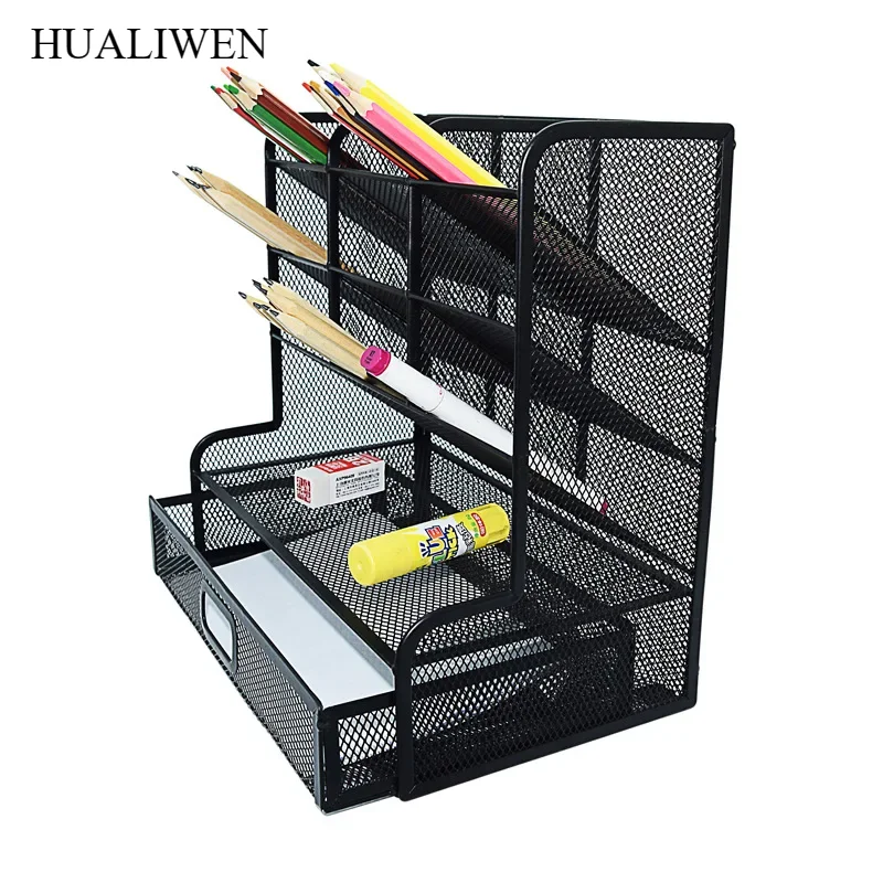 

Metal Nine Palace Grid Pen Holder Desktop Split Multilayer File Storage Box Drawer Style Makeup Brush Storage Shelf