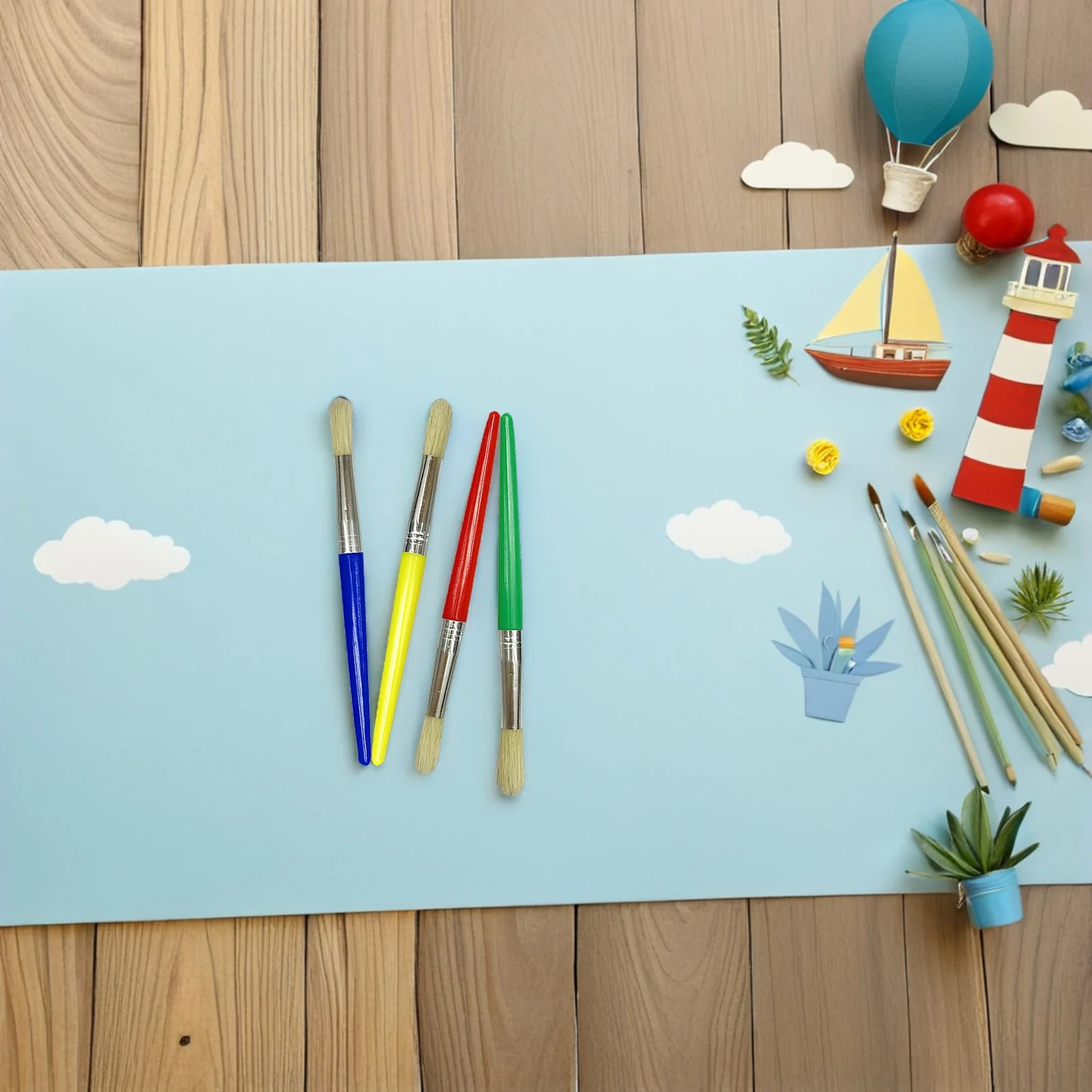 

4pcs 'S Painting Brush Set Plastic Handle Metal Tube Premium Bristle s Paint Easy Control Watercolor Art