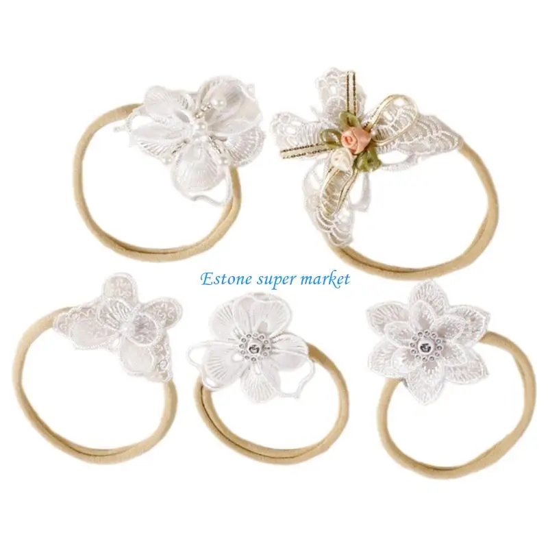 

090B Girls Hairpin Embroidered Bowknot Hair Band Trend Embroidered Hair Grip
