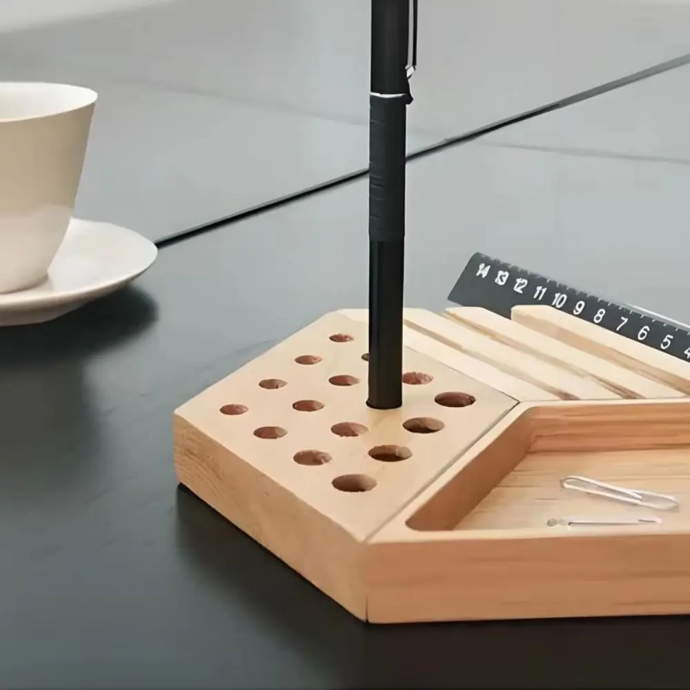 Органайзер для ручек, настольный органайзер, держатель для лотка, регулируемый инструмент для вырезания, деревянный настольный поднос, многофункциональный, большой вместительности