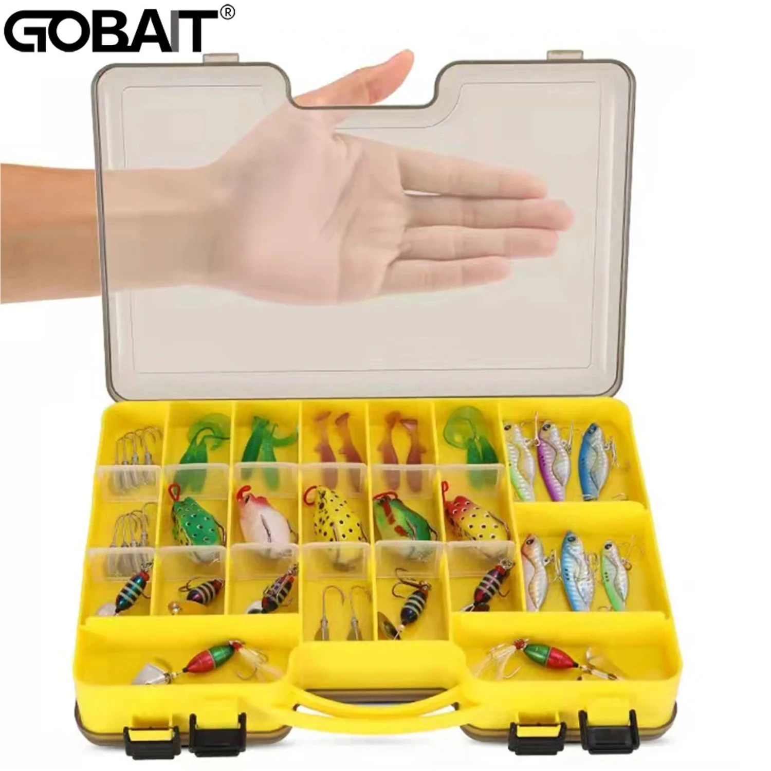 Baffle Fishing Tackle Boxes Double Layer Bait Container Portable Lure  Multi Compartments Big Gear Case Suitcase Tool Box