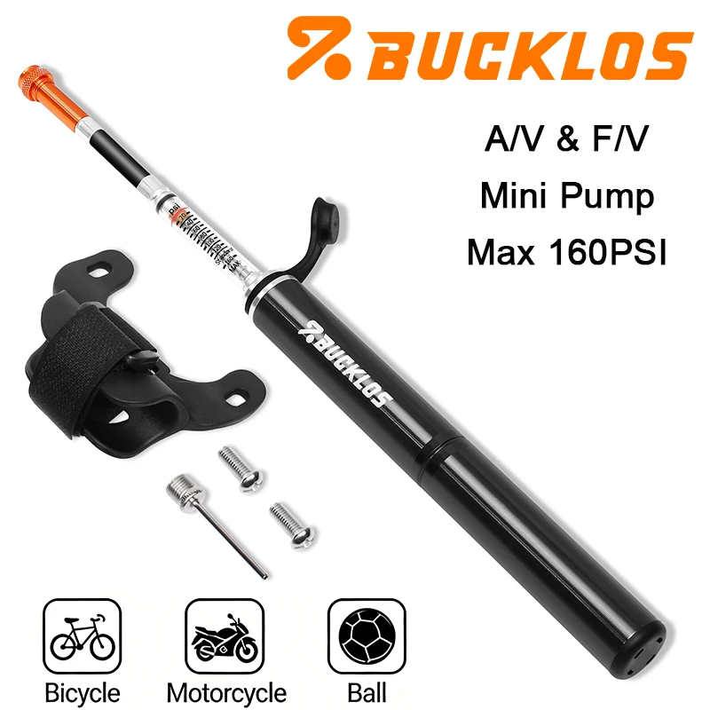 

Портативный насос для накачивания шин BUCKLOS 160PSI, мини-насос для велосипедов, из алюминиевого сплава, для велосипедов, электровелосипедов и мотоциклов.