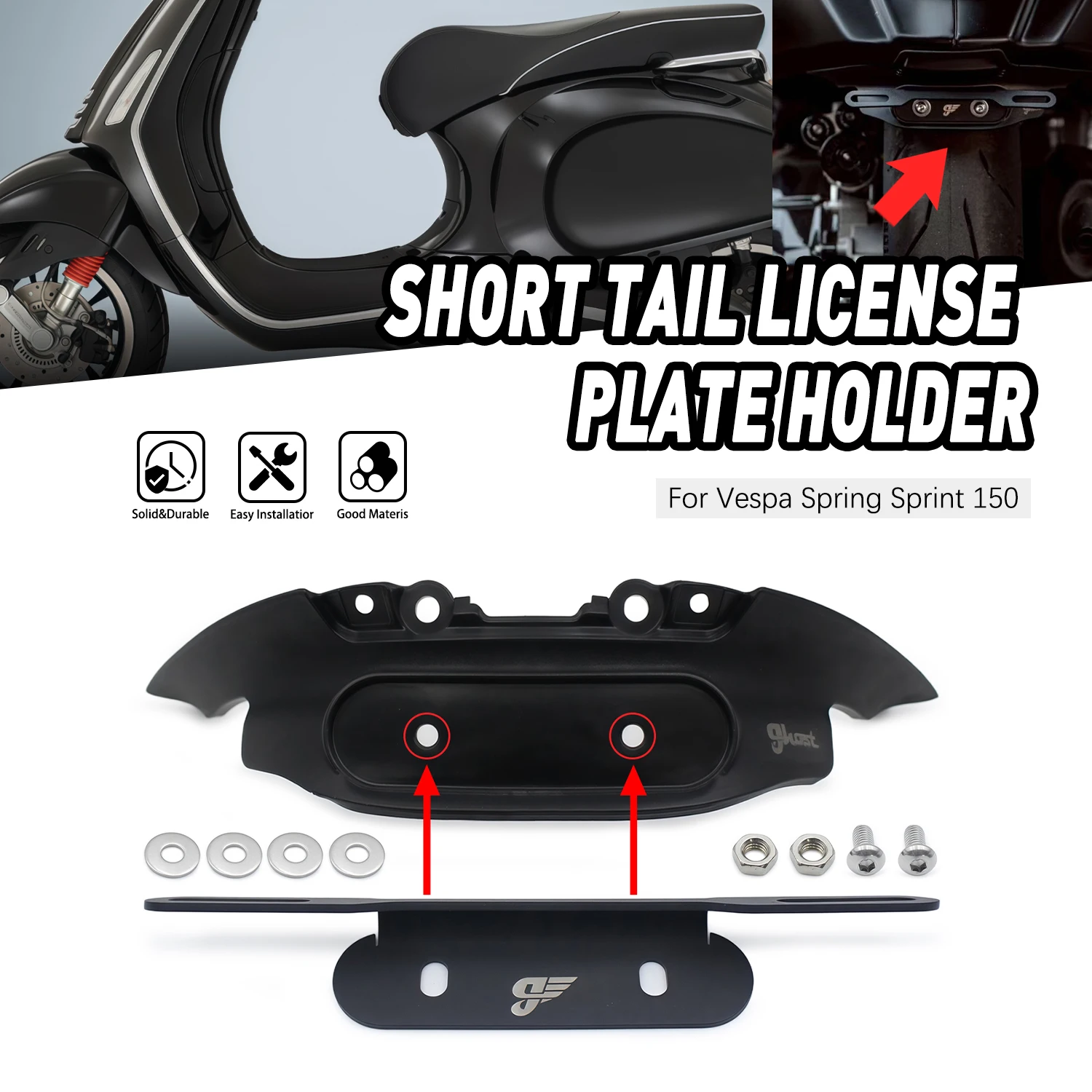 High Quality Fit for Vespa Sprint Primavera 150 Modified short tail license plate holder Accesorios Moto