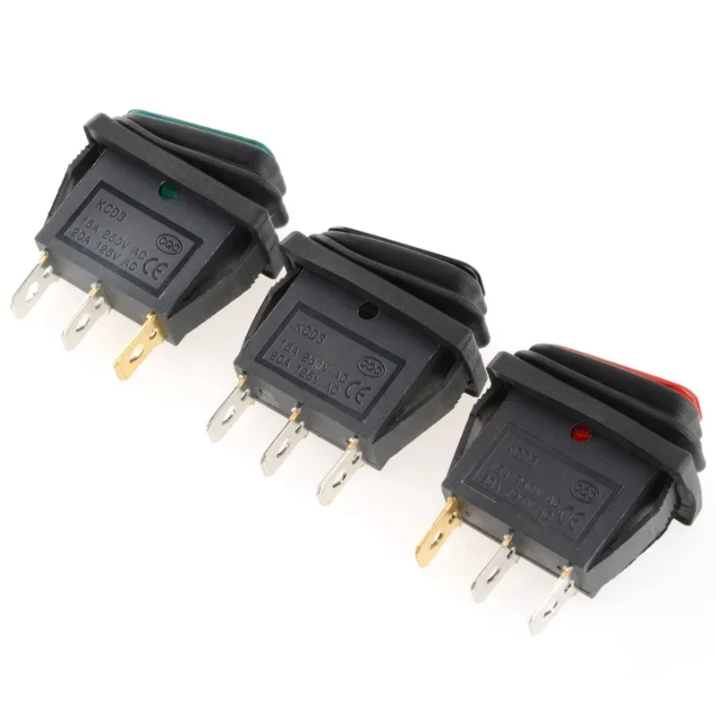 5/20/100PCS KCD3 3 Pin 12VLED Light IP67 20A On/Off Rectangular Ship Type Long Rocker Switch Waterproof Car Dashboard