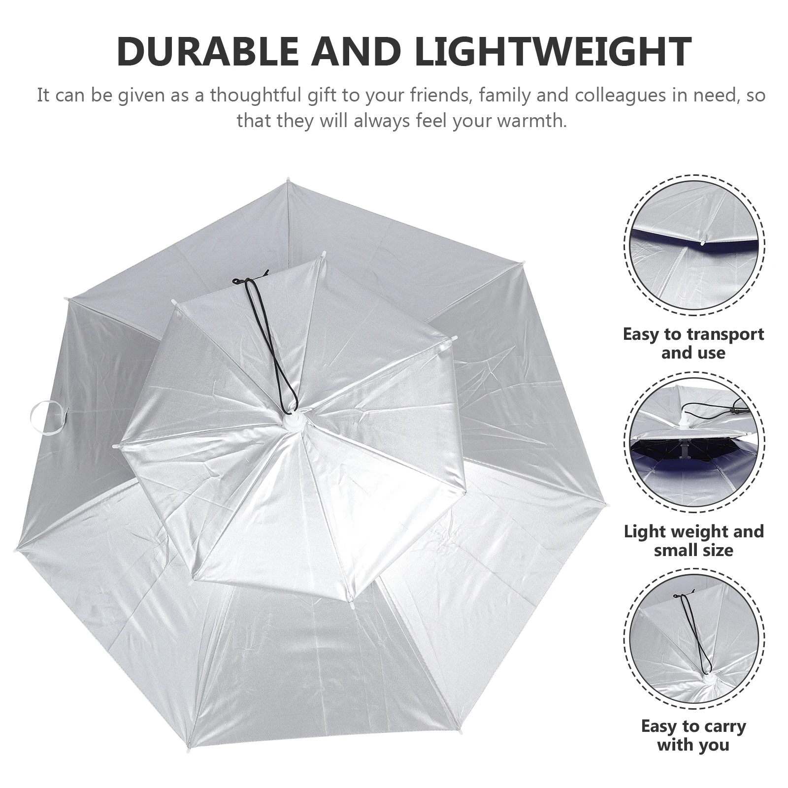 

Double Layer Umbrella Hat Sun Protection Rainproof Headwear Oxford Fabric Fishing Outdoor Portable Cap With Elastic Strap Uv