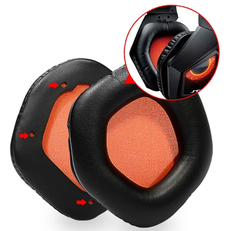 1Pair Replacement Potein Leather Memory Foam Cushion Ear Pads Suitable for Asus Rog Strix 7.1 2.0 PRO DSP Wireless Headphones