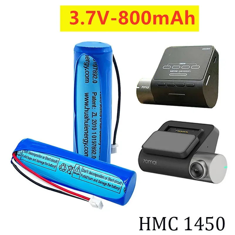 2023 Neue 3,7 V 800mAh Li-Ion Akku Für 70mai Smart Dash Cam Pro, midrive D02 HMC1450 Ersatz Batterie 3-draht Stecker 14*50mm