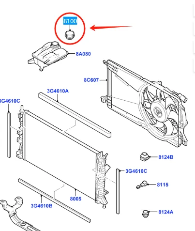 3M5H8100AD LF5015205A BE8Z8100A Coolant Expansion Tank Cap for Ford Focus Fiesta Transit Galaxy Kuga