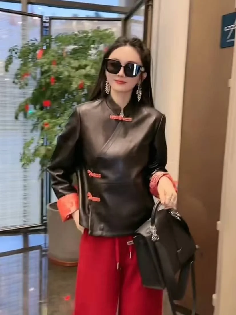  Ning 2025 New Style Women's Leather Jacket Sheepskin Coat Luxury Feel Small Size Genuine Leather Long Sleeve Zipper view 2