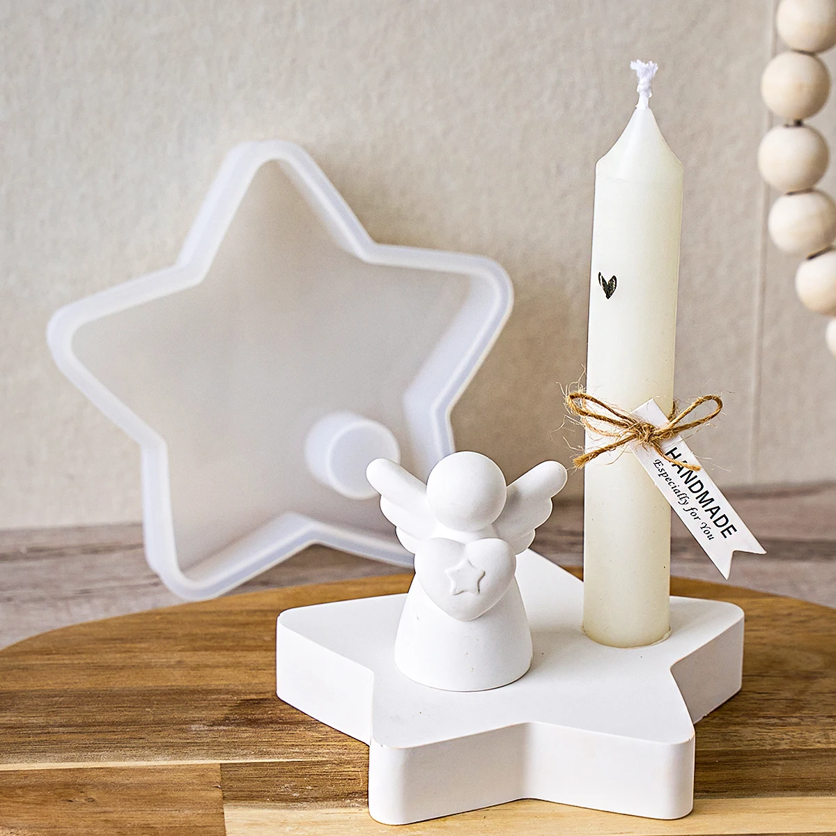 별 모양 캔들 홀더 실리콘 몰드 창의적인 석고 캔들스틱 캔들 용기 긴 왁스 베이스 공예 몰드 홈 데코 용품