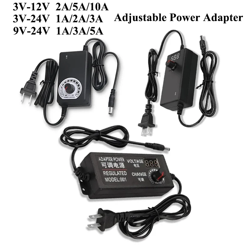 Adjustable Power Supply AC 220V 110V TO DC 3V 9V 12V 24V 36V LED Power Supply Adapter 1A 2A 3A 5A 10A Adjustable Power Adapter