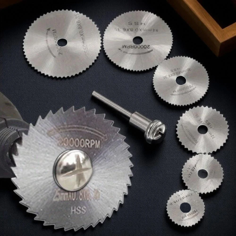 

7PCS HSS Circular Saw Blade Set 22mm to 50mm for Precise Cutting of Wood PVC Metal Plastic in DIY Home Improvement Projects