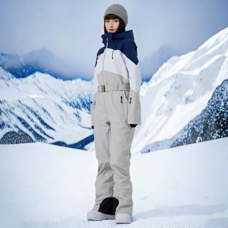 New Outdoor Winter Sport Skiing Suites Women's Costumes Alpine Ski Tracksuit Waterproof Warm Up Clothes Slimming Snow Jumpsuits