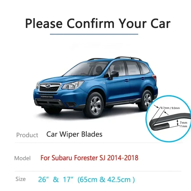 For Subaru Forester SJ 2014 2015 2016 2017 2018 Front Rear Set Wiper Blades Windshield Windscreen Window Car Accessory 26 17